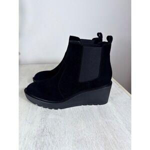 Black Suede Wedge Cecelia New York Gemma Ankle Boots Booties Women Size 8 New